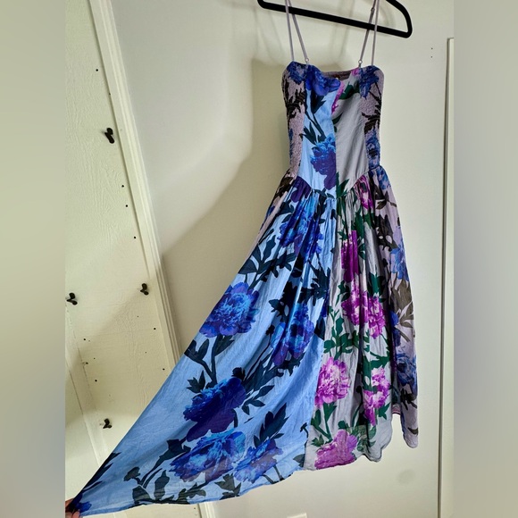 Free People Fall Floral Feelings Purple and Blue Peonies Midi Dress Size M - Picture 6 of 10